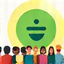 Icône symbolisant l'équité et l'inclusivité avec des personnes diverses autour d'un cercle vertueux.