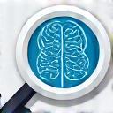 Icône symbolisant la transparence avec une loupe sur un cerveau stylisé révélant des circuits logiques et des flux de données.